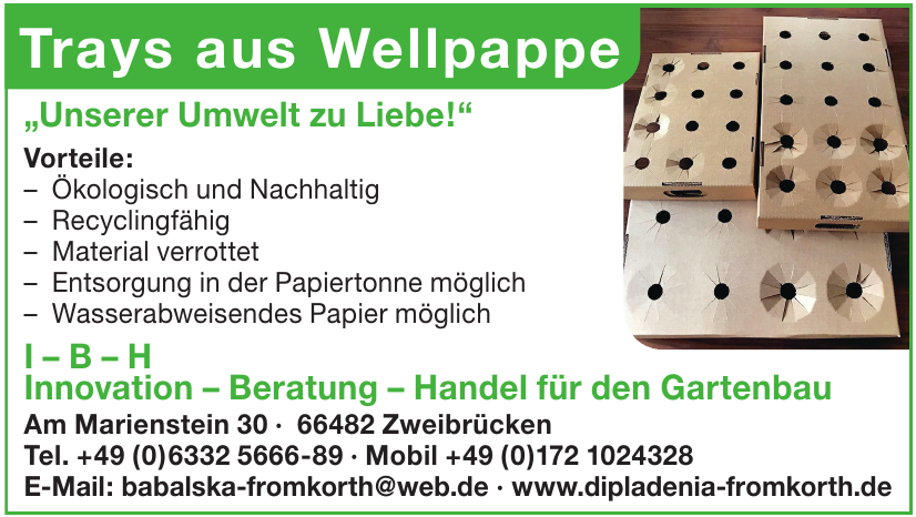 I - B - H Innovation – Beratung – Handel für den Gartenbau I - B - H Innovation – Beratung – Handel für den Gartenbau