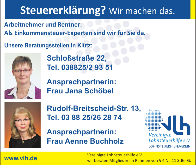 Vereinigte Lohnsteuerhilfe e.V. Vereinigte Lohnsteuerhilfe e.V.