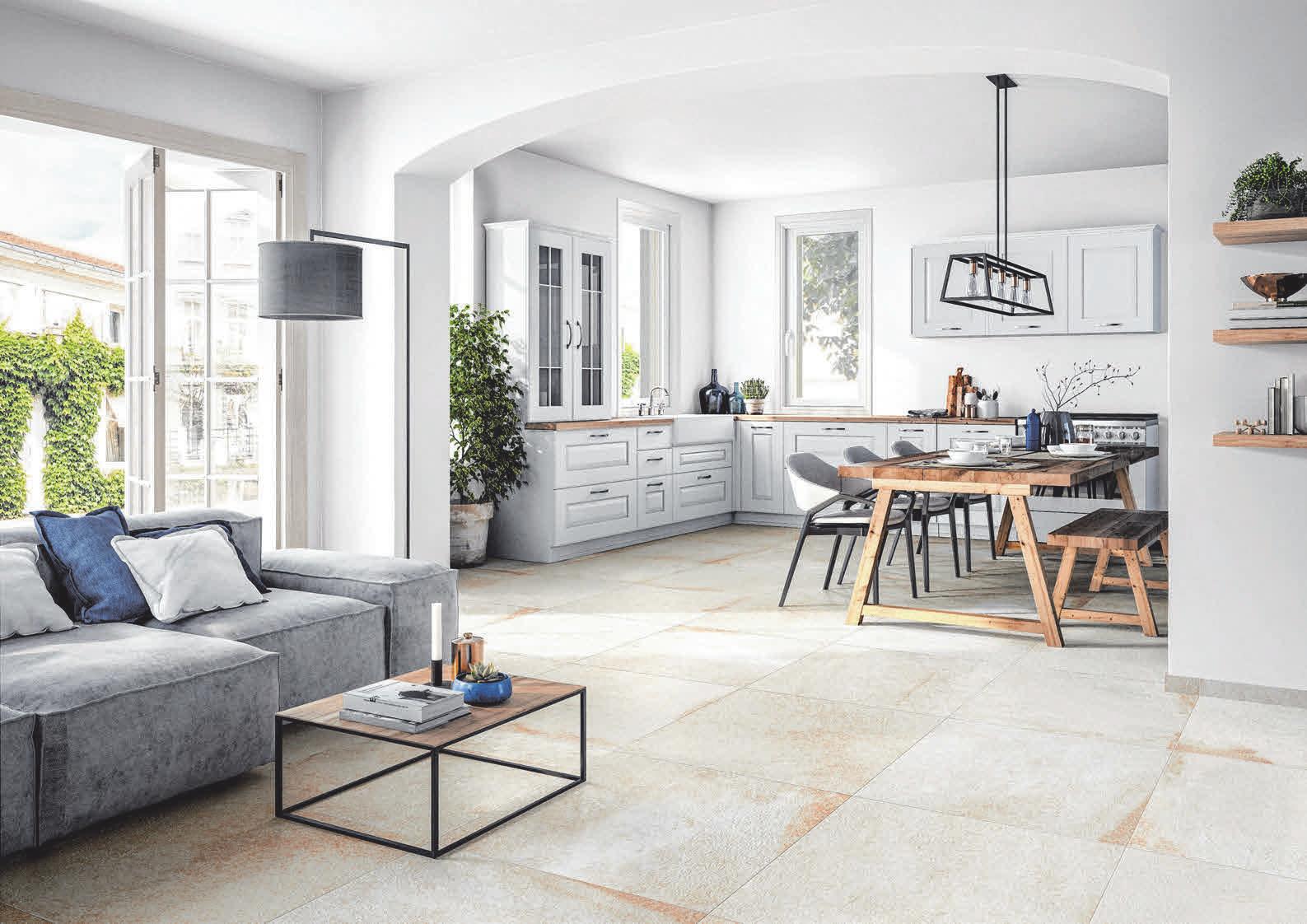 Fliesen in zeitlos hochwertiger Natursteinoptik passen hervorragend zu modernen Landhausküchen und bieten den bewährten Nutzungskomfort des Feinsteinzeugs. FOTO: DJD/DEUTSCHE-FLIESE.DE/VILLEROY&BOCH Fliesen in zeitlos hochwertiger Natursteinoptik passen hervorragend zu modernen Landhausküchen und bieten den bewährten Nutzungskomfort des Feinsteinzeugs. FOTO: DJD/DEUTSCHE-FLIESE.DE/VILLEROY&BOCH