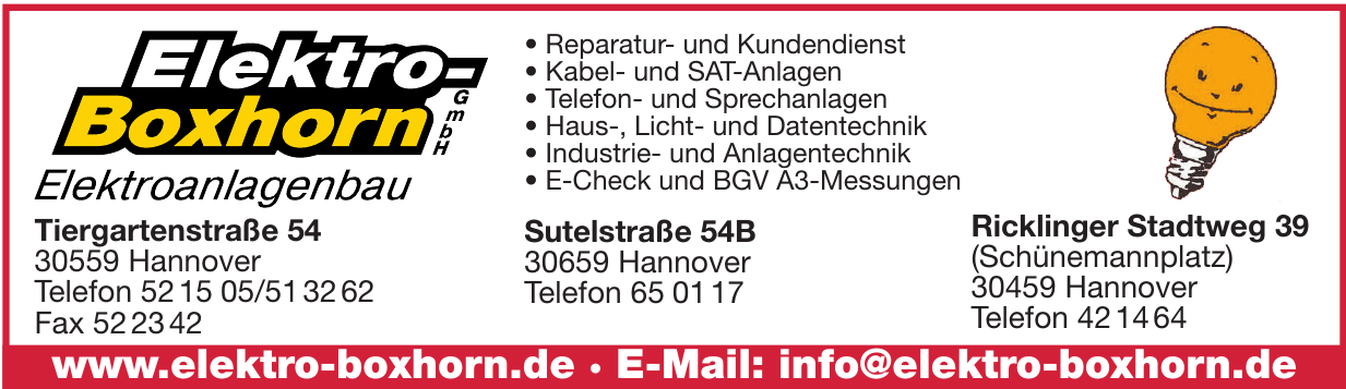 Elektro Boxhorn GmbH Elektroanlagenbau Elektro Boxhorn GmbH Elektroanlagenbau