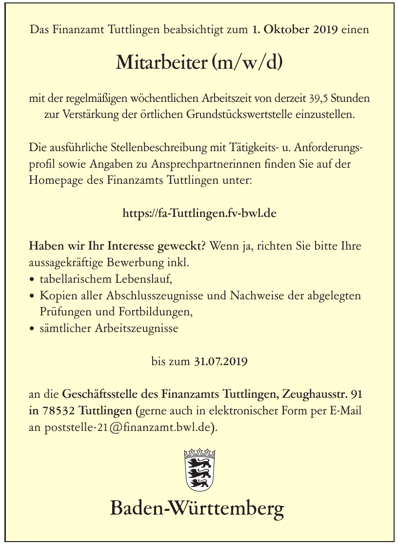 Land Baden-Württemberg, vertreten durch das Ministerium für Finanzen Baden-Württemberg Land Baden-Württemberg, vertreten durch das Ministerium für Finanzen Baden-Württemberg