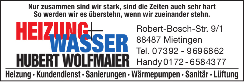 Heizung + Wasser Hubert Wolfmaier Heizung + Wasser Hubert Wolfmaier