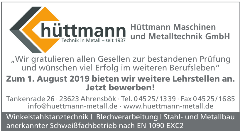 Hüttmann Maschinen und Metalltechnik GmbH Hüttmann Maschinen und Metalltechnik GmbH