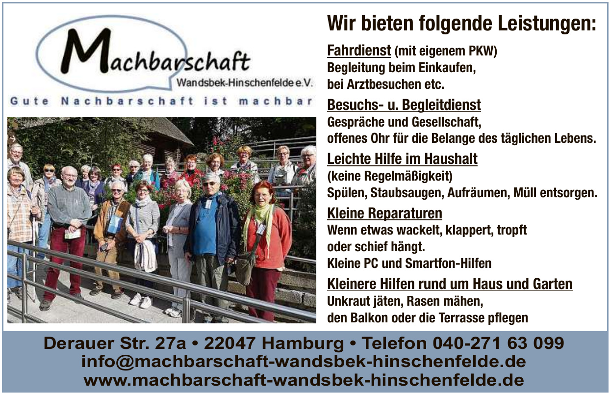 Machbarschaft Wandsbek-Hinschenfelde e.V. Machbarschaft Wandsbek-Hinschenfelde e.V.