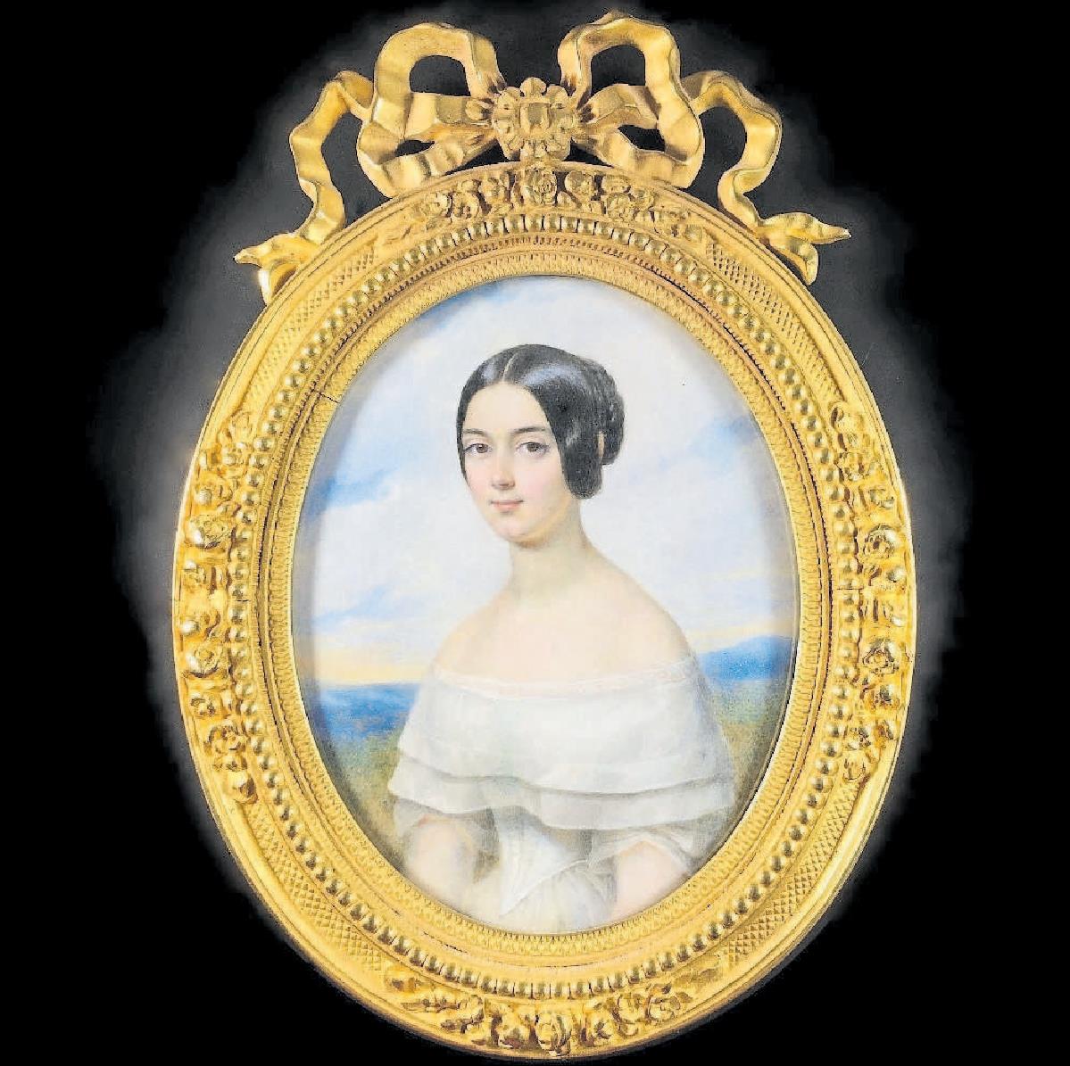 Portrait miniature sur ivoire de la marquise de Talhouët-Roy par François Meuret (1800-1887). Galerie jaegy – Théoleyre – Paris