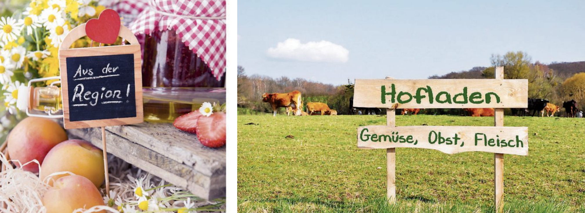 Immer mehr Verbraucherinnen und Verbraucher bevorzugen das frische und saisonale Angebot in den Hofläden oder bei Direktvermarktern. Bilder: Sonja Birkelbach/stock.adobe.com (oben), Marco2811/stock.adobe.com