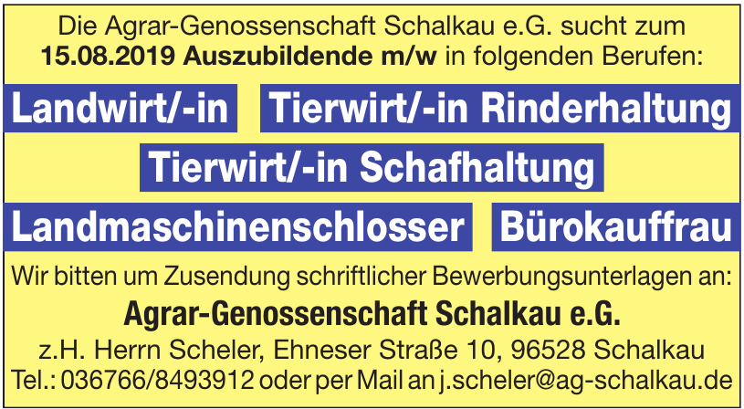 Agrar-Gevnossenschaft Schalkau e.G. Agrar-Gevnossenschaft Schalkau e.G.