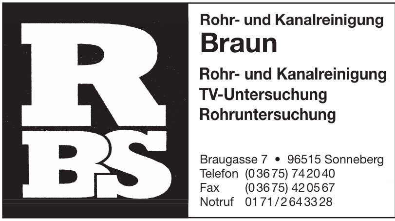 Rohr- und Kanalreinigung Braun Rohr- und Kanalreinigung Braun