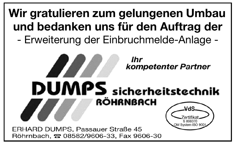 Erhard Dumps Sicherheitstechnik Röhrnbach