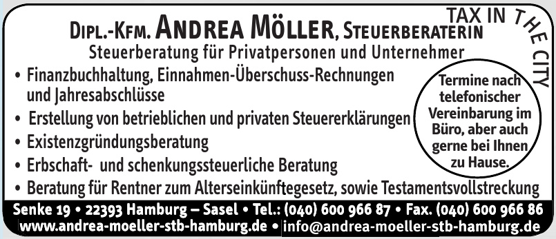 Dipl. Kfm. Andrea Möller Steuerberaterin Dipl. Kfm. Andrea Möller Steuerberaterin