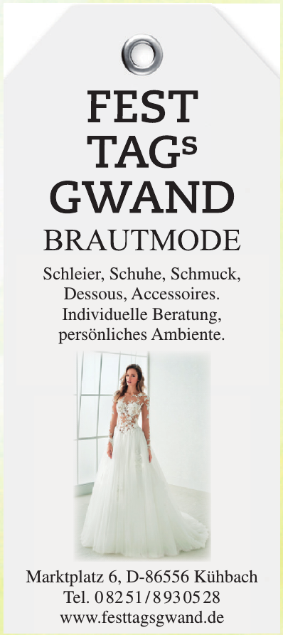 Fest Tag´s Gwand Brautmode