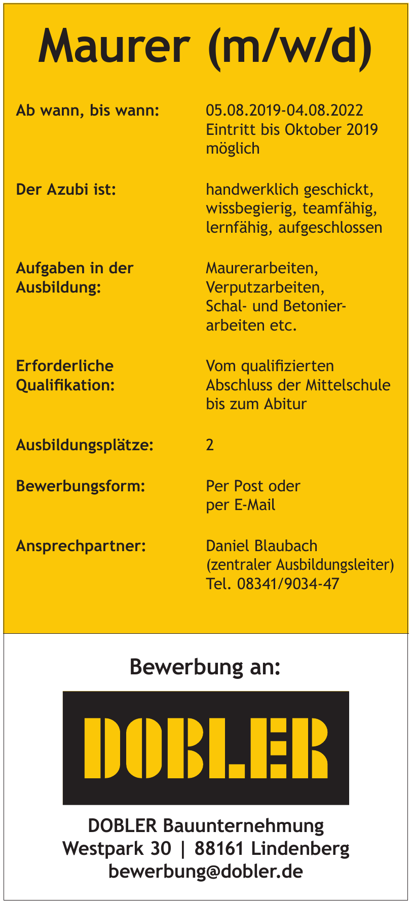 Dobler Bauunternehmun Dobler Bauunternehmun