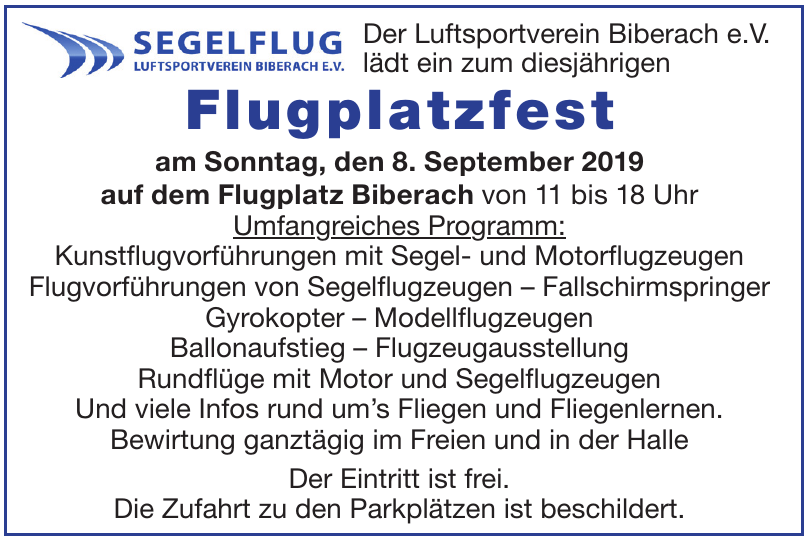Der Luftsportverein Biberach e.V. Der Luftsportverein Biberach e.V.