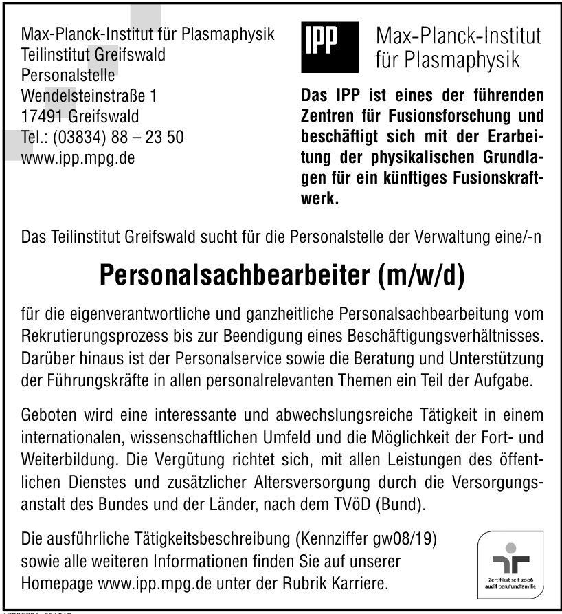 Max-Planck-Institut für Plasmaphysik Max-Planck-Institut für Plasmaphysik