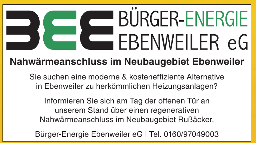 Bürger-Energie Ebenweiler eG Bürger-Energie Ebenweiler eG