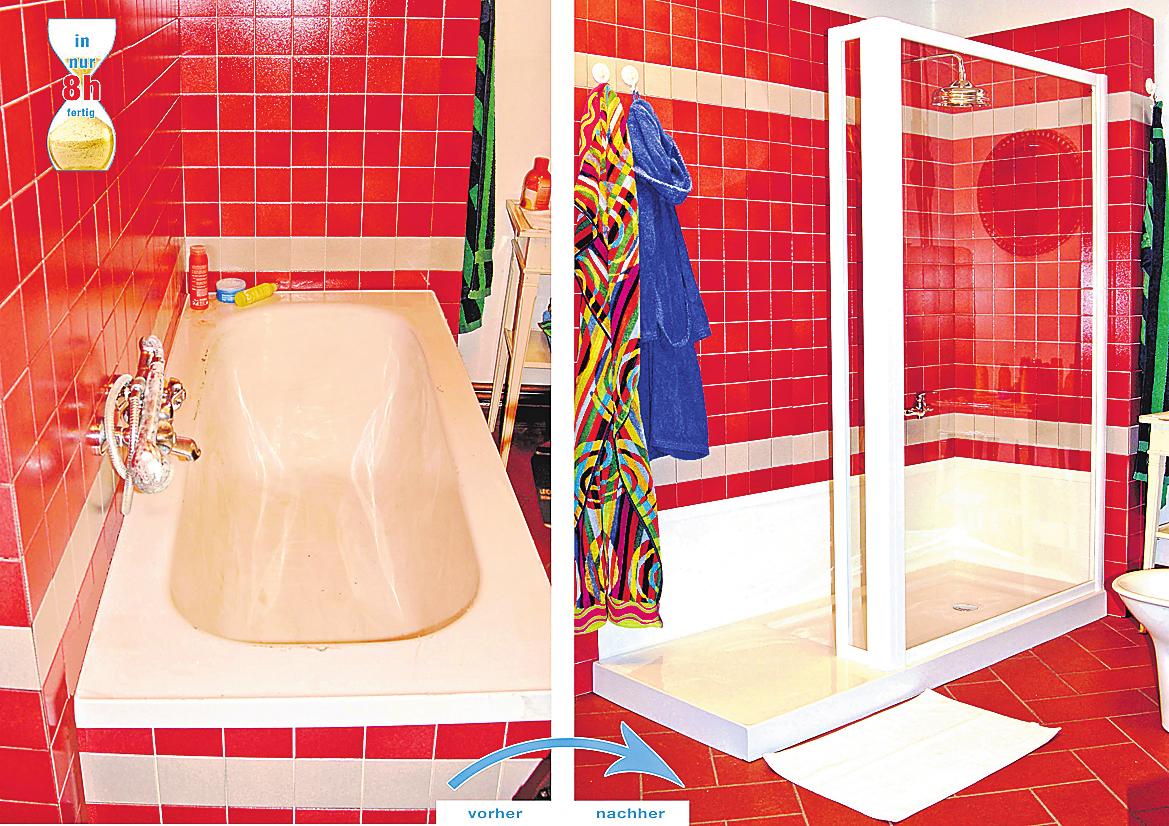 Von der Badewanne zur Dusche – mit neuem Schwung in den Tag. Die Badewanne wird bei Lieb in nur acht Stunden zur Duschoase. Von der Badewanne zur Dusche – mit neuem Schwung in den Tag. Die Badewanne wird bei Lieb in nur acht Stunden zur Duschoase.