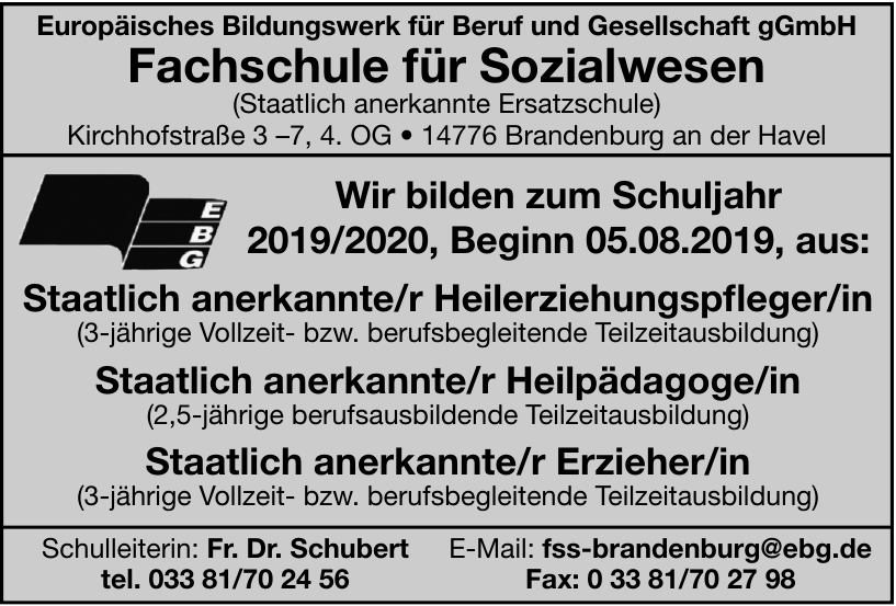 Fachschule für Sozialwesen Fachschule für Sozialwesen