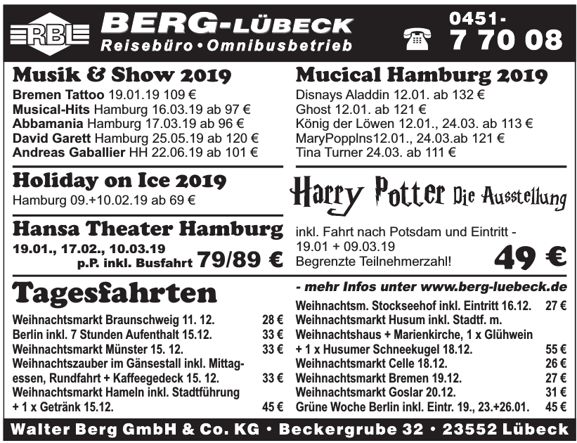 Reisebüro Walter Berg GmbH & Co. KG Reisebüro Walter Berg GmbH & Co. KG