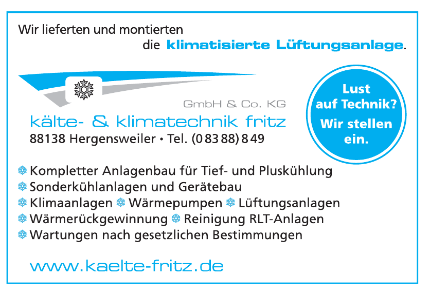 Kälte- & Klimatechnik Fritz GmbH & Co. KG Kälte- & Klimatechnik Fritz GmbH & Co. KG