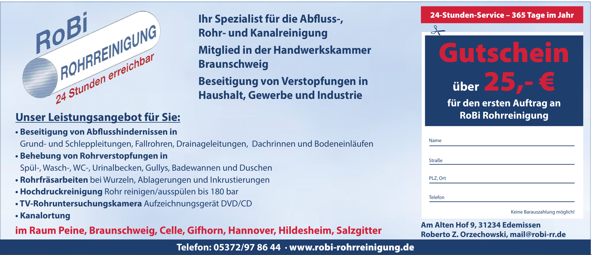 RoBi Rohrreinigung RoBi Rohrreinigung