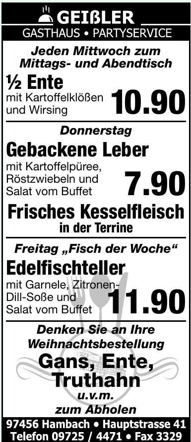 Geißler Gasthaus - Partyservice Geißler Gasthaus - Partyservice