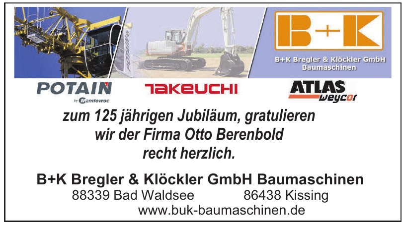 B+K Bregler & Klöckler GmbH Baumaschinen B+K Bregler & Klöckler GmbH Baumaschinen