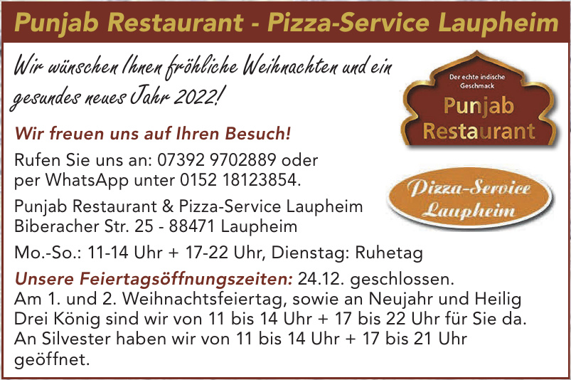 Punjab Restaurant & Pizza-Service Laupheim