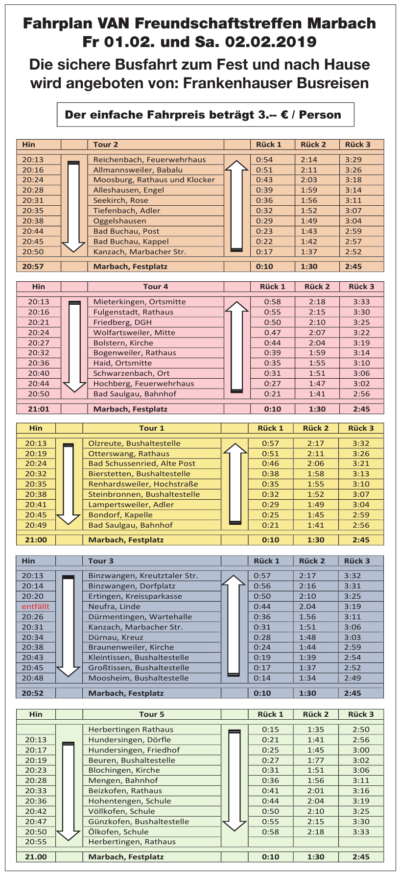 Fahrplan VAN Freundschaftstreffen Marbach Fahrplan VAN Freundschaftstreffen Marbach