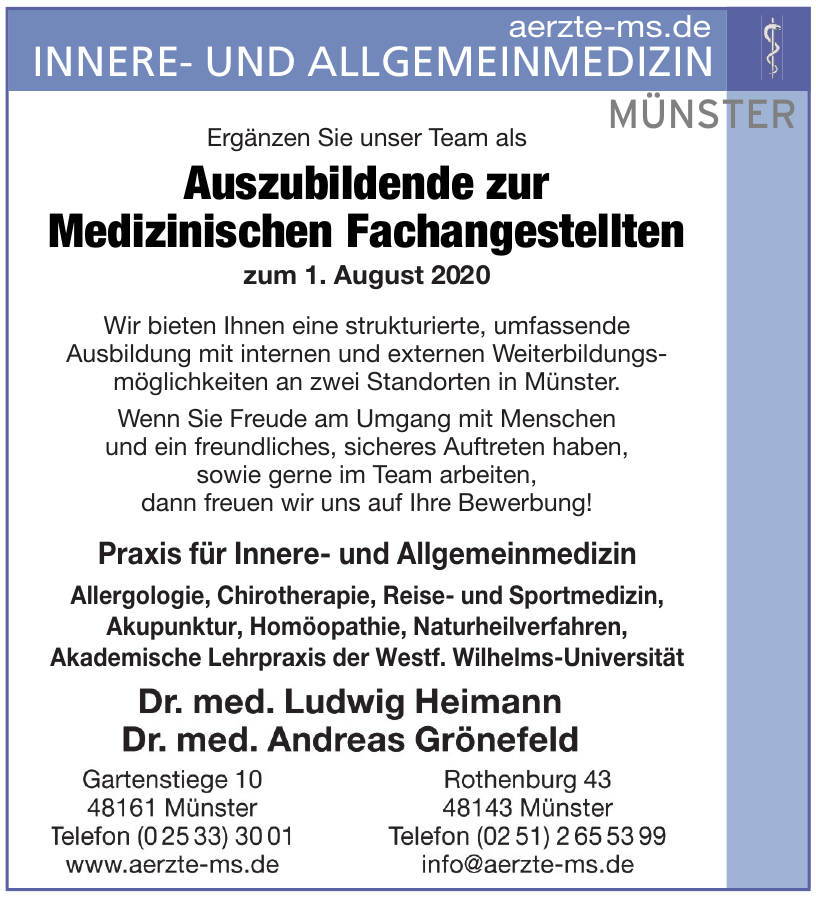 Gemeinschaftspraxis für Innere- und Allgemeinmedizin Dr. Heimann & Dr. Grönefeld Gemeinschaftspraxis für Innere- und Allgemeinmedizin Dr. Heimann & Dr. Grönefeld