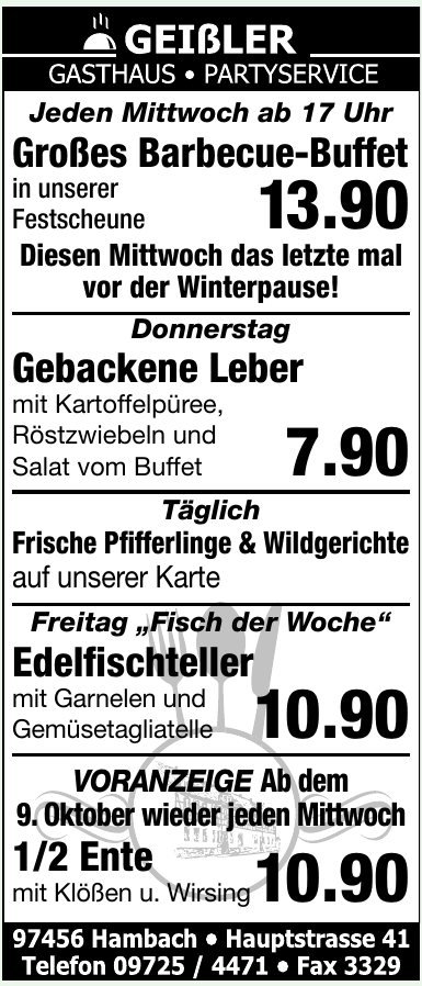Geißler Gasthaus - Partyservice Geißler Gasthaus - Partyservice