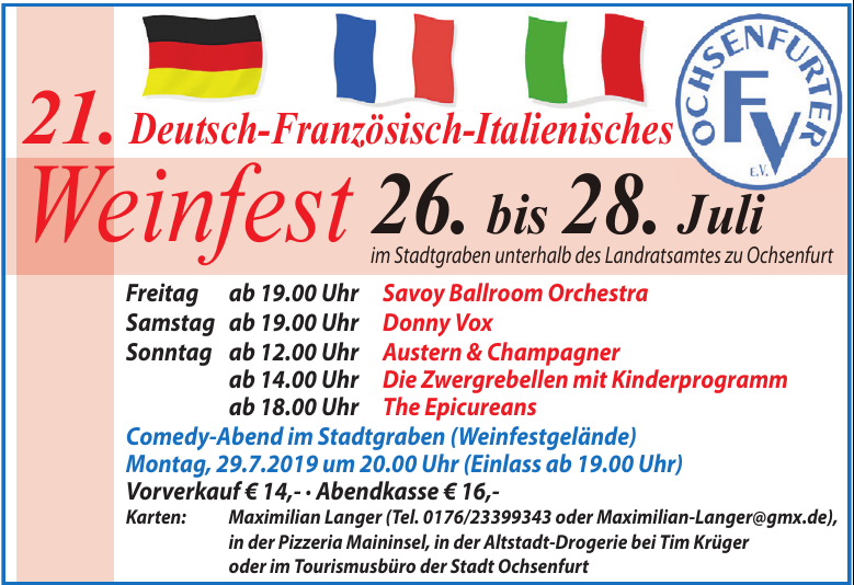 21. Deutsch-Französisch-Italienisches Weinfest 21. Deutsch-Französisch-Italienisches Weinfest