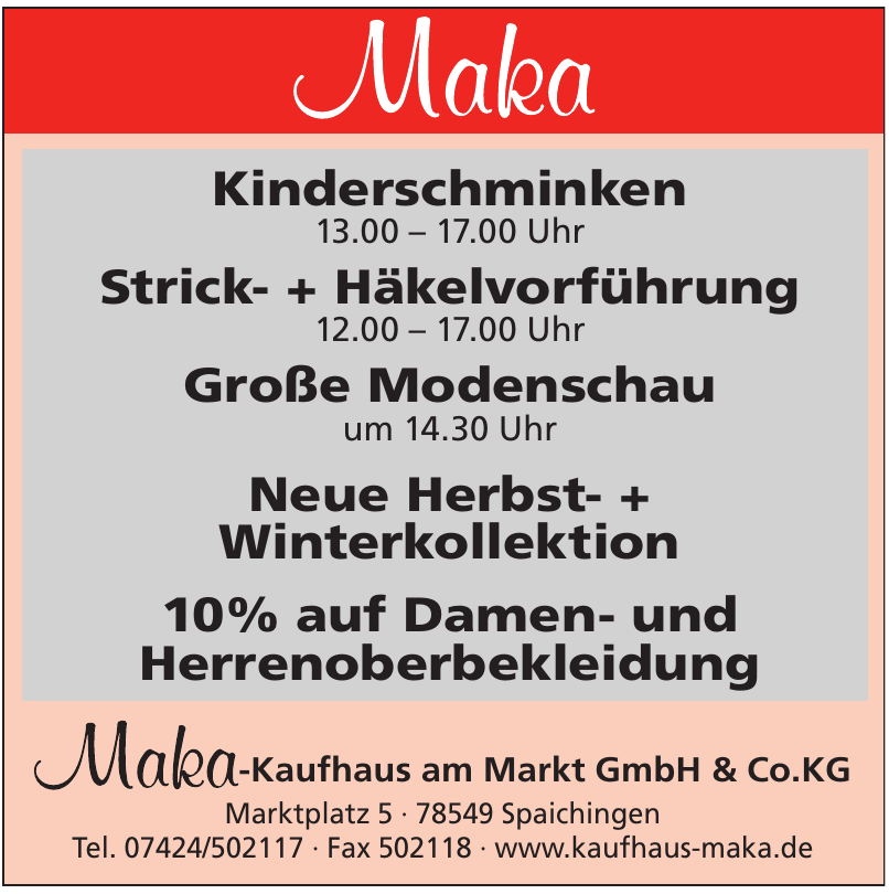 Maka-Kaufhaus am Markt GmbH & Co.KG Maka-Kaufhaus am Markt GmbH & Co.KG