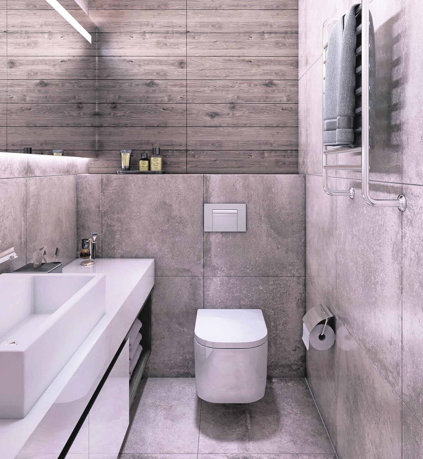 Große Fliesen bringen optische Ruhe in kleine Badezimmer. Beim Stauraum wird jede Nische genutzt. FOTOS: ISTOCK