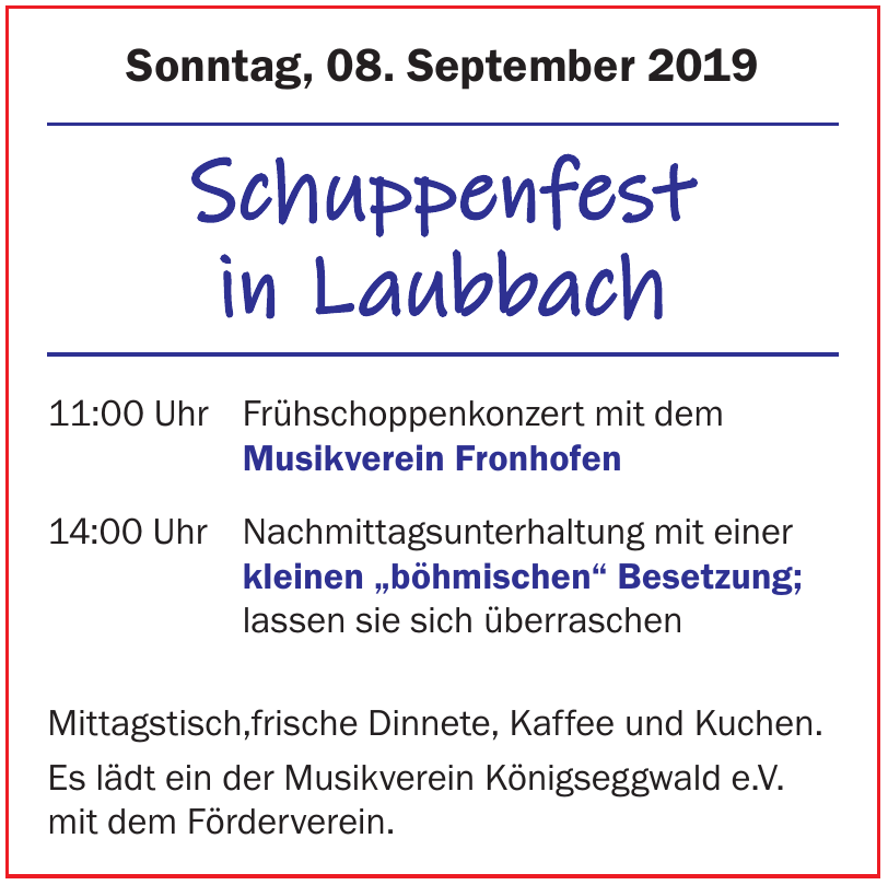 Schuppenfest in Laubbach Schuppenfest in Laubbach
