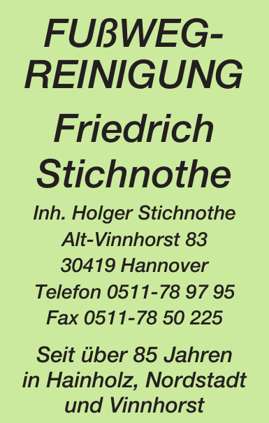 Fußwegreinigung Friedrich Stichnothe Fußwegreinigung Friedrich Stichnothe