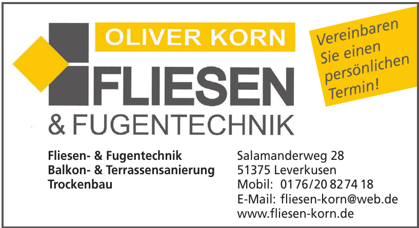 Oliver Korn Fugen & Fliesentechnik Oliver Korn Fugen & Fliesentechnik