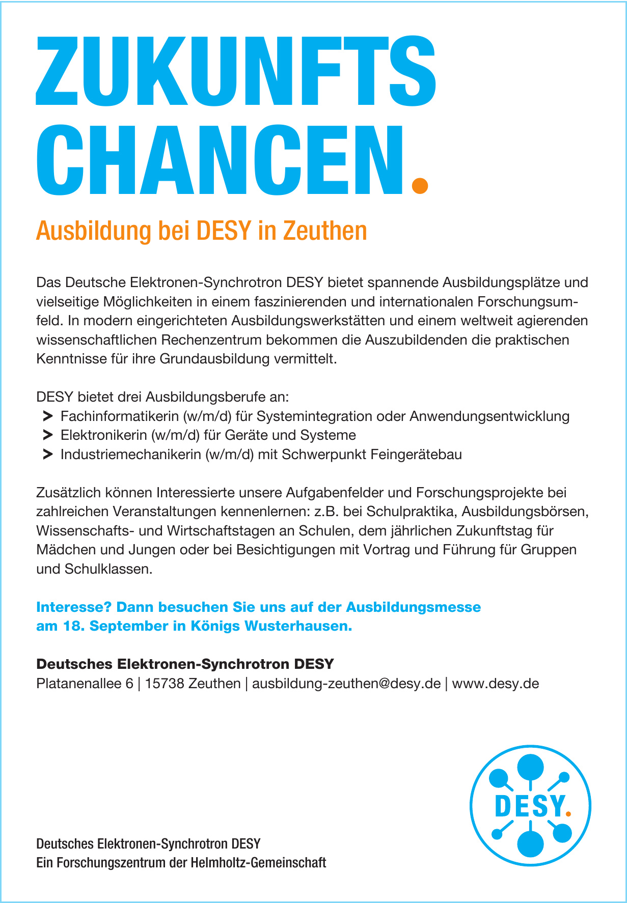 Deutsches Elektronen-Synchrotron DESY Deutsches Elektronen-Synchrotron DESY