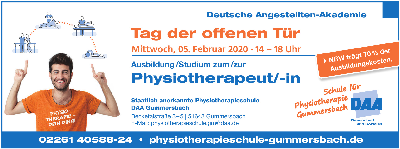 Deutsche Angestellten-Akademie - DAA Gummersbach - Staatlich anerkannte Physiotherapieschule Deutsche Angestellten-Akademie - DAA Gummersbach - Staatlich anerkannte Physiotherapieschule