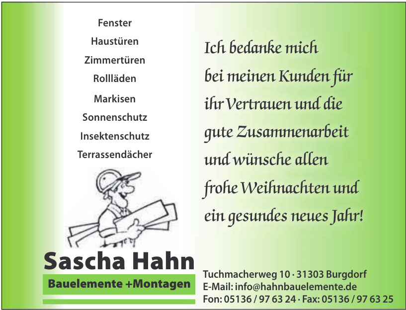 Sascha Hahn Bauelemente + Montagen