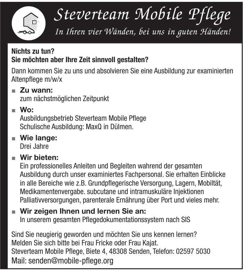 Steverteam Mobile Pflege Steverteam Mobile Pflege