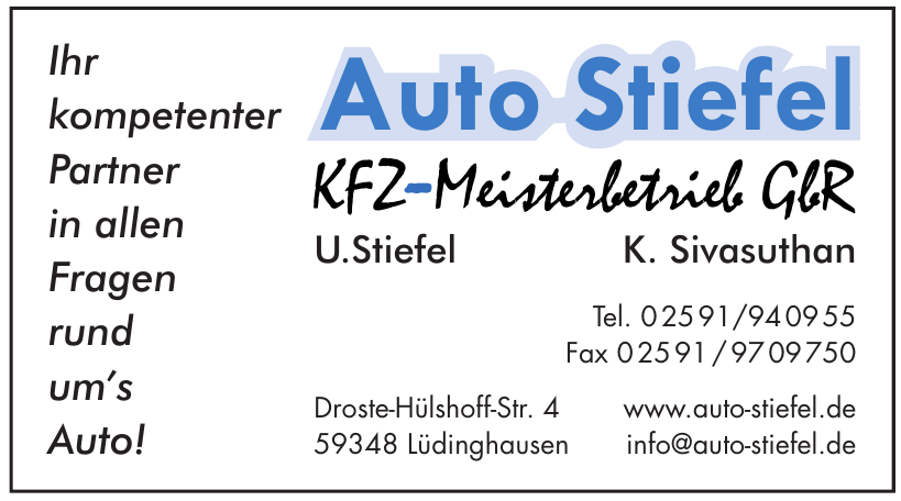 Auto Stiefel KFZ - Meisterbetrieb Auto Stiefel KFZ - Meisterbetrieb