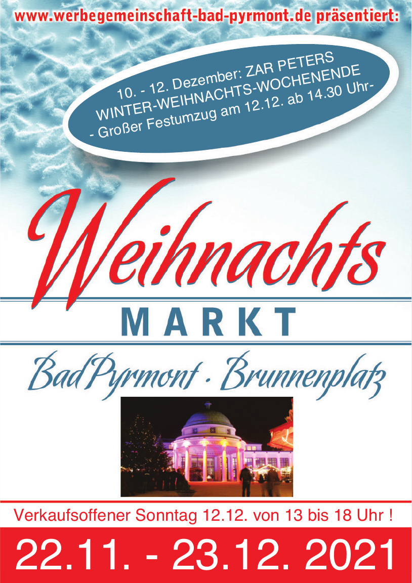 Weihnachtsmarkt Bad Pyrmont - Brunnenplatz