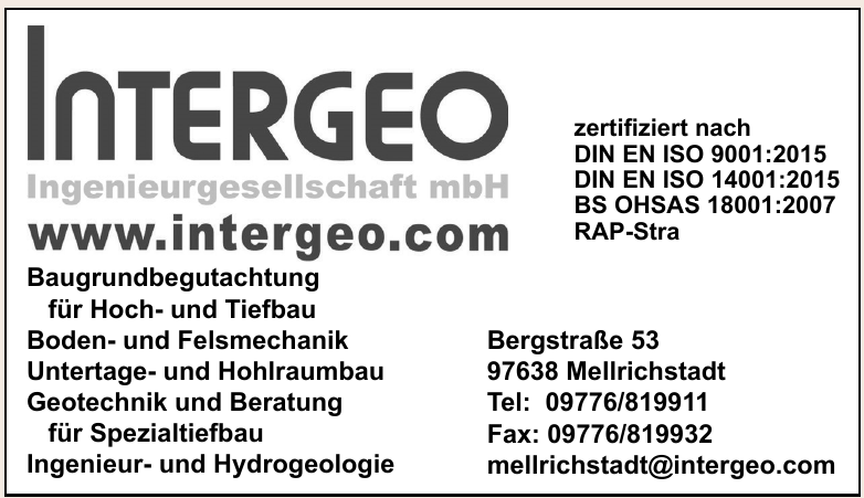 Intergeo Ingenieurgesellschaft mbH Intergeo Ingenieurgesellschaft mbH