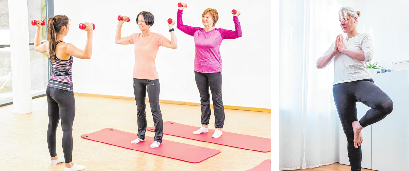 Auch ältere Menschen können von Krafttraining profitieren. In Kursen kann man die richtige Ausführung lernen und sich Übungen abschauen. Yoga eignet sich grundsätzlich auch für ältere Menschen. Neben der physischen Beanspruchung wird der Geist beruhigt. BILDER: DPA Auch ältere Menschen können von Krafttraining profitieren. In Kursen kann man die richtige Ausführung lernen und sich Übungen abschauen. Yoga eignet sich grundsätzlich auch für ältere Menschen. Neben der physischen Beanspruchung wird der Geist beruhigt. BILDER: DPA