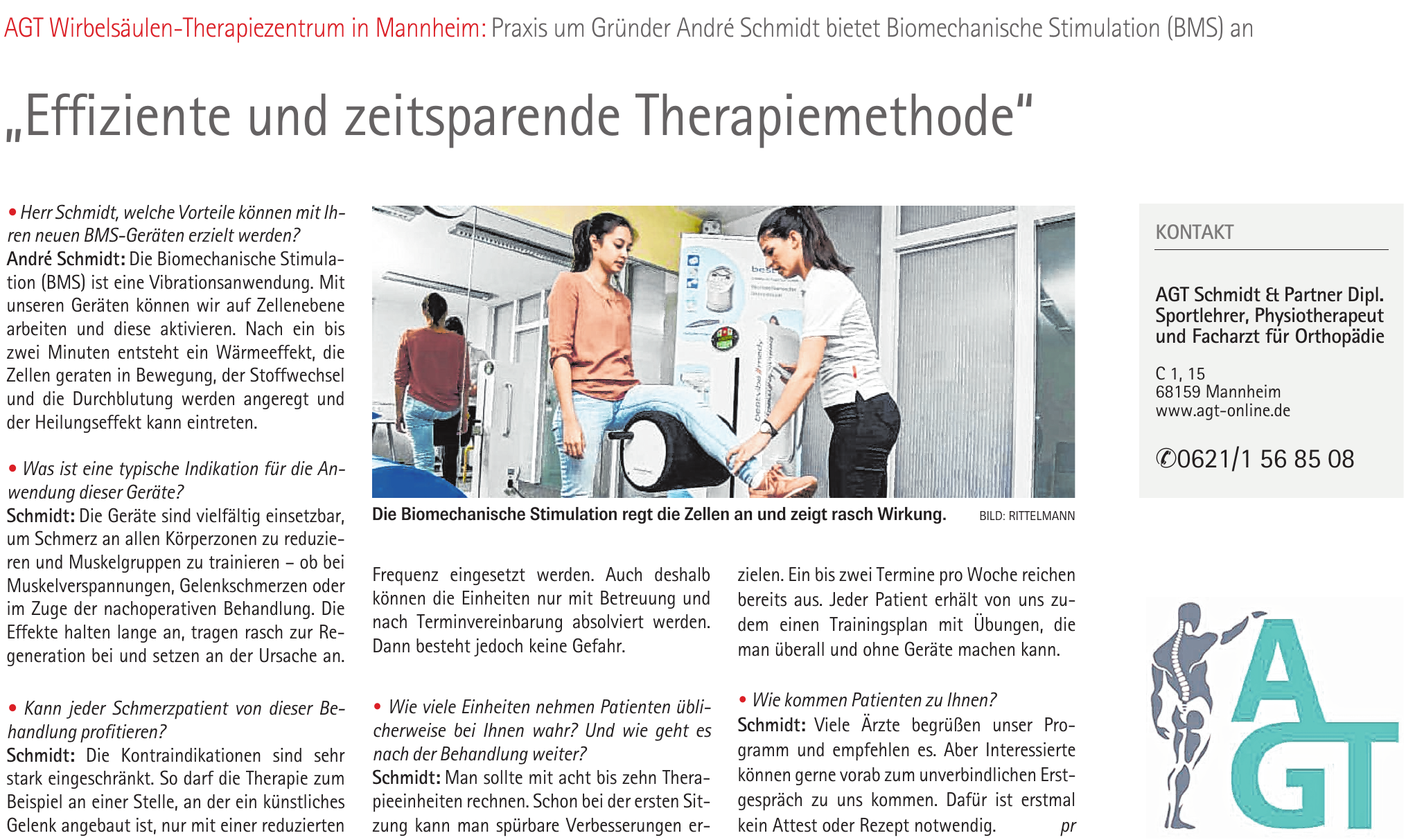 AGT Schmidt & Partner Dipl. Sportlehrer, Physiotherapeut und Facharzt für Orthopädie AGT Schmidt & Partner Dipl. Sportlehrer, Physiotherapeut und Facharzt für Orthopädie