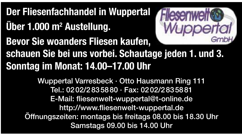 Fliesenwelt Wuppertal GmbH Fliesenwelt Wuppertal GmbH