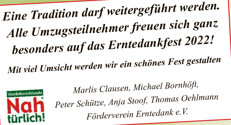 Marlis Clausen, Michael Bornhöft, Peter Schütze, Anja Stoof, Thomas Oehlmann Förderverein Erntedank e. V.