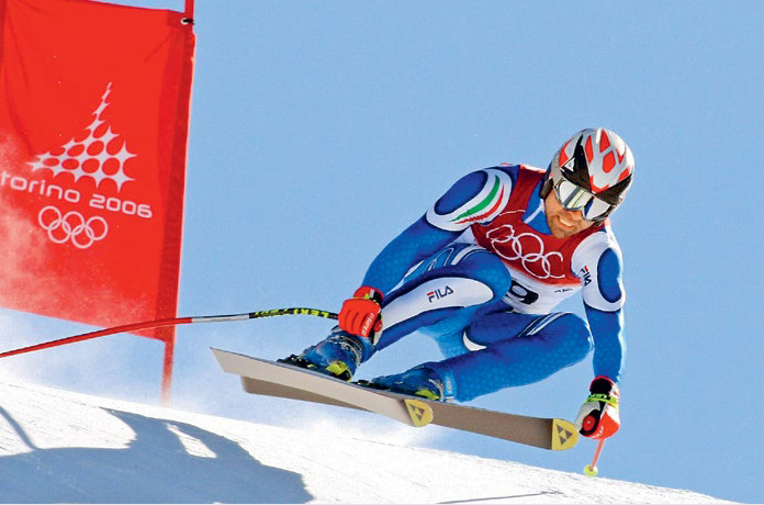 Skirennläufer Kristian Ghedina im Jahr 2006 bei den Olympischen Winterspiele in Turin. Der heute 50-Jährige lebt in Cortina d‘ Ampezzo. Foto: Pro Imago Sport