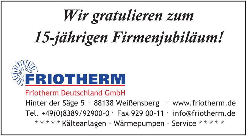 Friotherm Deutschland GmbH Friotherm Deutschland GmbH