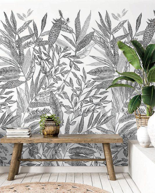 Zarte Naturmotive in Schwarz und Weiß zählen zu den aktuellen Trends im Tapetendesign. Bild: DTI/Grandeco/dpa-tmn Zarte Naturmotive in Schwarz und Weiß zählen zu den aktuellen Trends im Tapetendesign. Bild: DTI/Grandeco/dpa-tmn